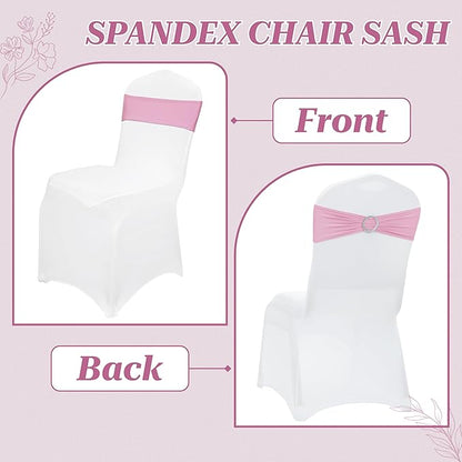 MDS Pack of 250 Spandex Chair Sashes Bows Universal fits Elastic Stretch Chair Bands Ties with Buckle Slider Bow for Wedding Decoration Spandex Slider Sashes Bow - Blush Pink