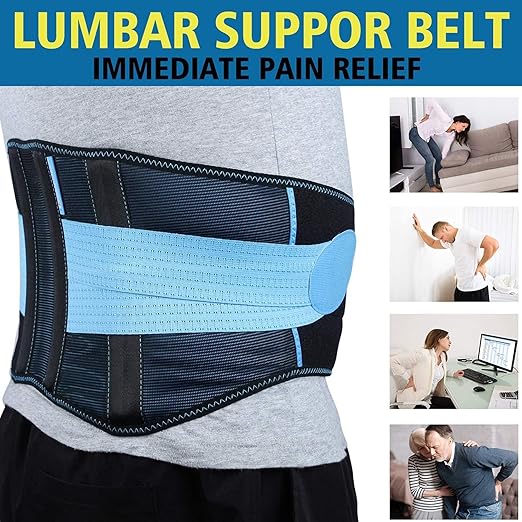 T TIMTAKBO 2.0 Version Lower Back Brace for Pain Relief, Back Brace for Lifting at Work, Back Brace for Herniated Disc and Sciatica, Back Support Belt for Women Men (Blue,2XL Fits 39"-48")