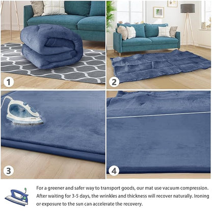 Baby Play Mat for Floor Nursery Rug Muscle Mat Area Rug Playroom Rug 47"x47" Playpen Mat Memory Foam 1.3" Thick Crawling Mat for Babies,Toddlers, Infants, Kids,Sapphire Blue