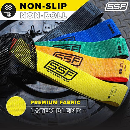 Serious Steel Fitness Fabric Mini Loop Non-Slip Resistance Band Set | Warm-Up, Physical Therapy, Glute Training, Speed and Agility Exercise Bands