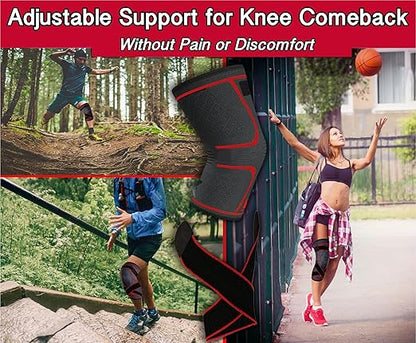 ATHLEDICT Knee Brace Compression Sleeve with Strap for Best Support & Pain Relief for Meniscus Tear, Arthritis, Running, Basketball, MCL, Jogging, Post Surgery Recovery for Men & Women, S