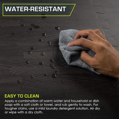 ProsourceFit Wood Grain Puzzle Mat ½-inch, 6 EVA Foam Interlocking Floor Tiles (24 Sq Ft) for Secure Indoor Room Workout Flooring and Playmat