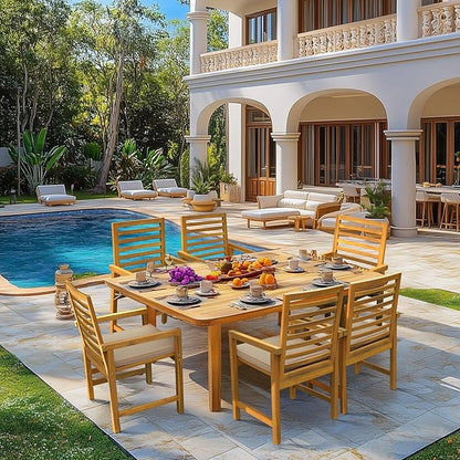 Tranquillo Solara Acacia Wood Outdoor Chair Set of 2 with Cushions – 500lbs Capacity, Weather-Resistant Patio Chairs for Garden, Deck, or Porch