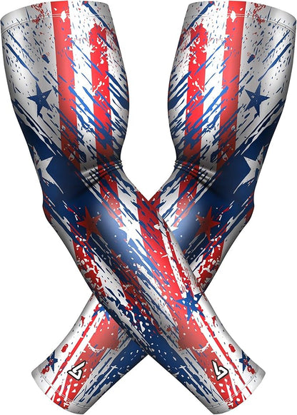 B-Driven Sports Pro Fit Compression Arm Sleeves for Men Women & Youth - Volleyball Golf Running Baseball Basketball - Pair