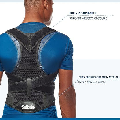 Selbite Posture Corrector for Men and Women - Back Brace for Upper and Lower Body Support - Adjustable Straightener with Pain Relief and Muscle Memory (Large)