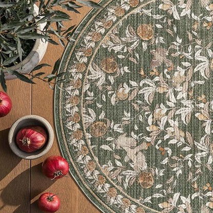 jinchan Eden Botanical Vintage Washable Small Area Rug, 2x3 Half Circle Floral