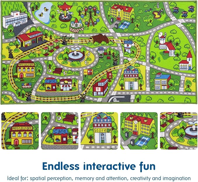 Booooom Jackson Kids' Train & City Rug