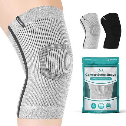 BraceAbility Plus Size Knee Brace for Women and Men – Compression Sleeve for Knee Pain Relief, Arthritis, Swelling, Osteoarthritis, Meniscus Tear, Joint Support Knee Stabilizer (3XL/4XL Wide Gray)