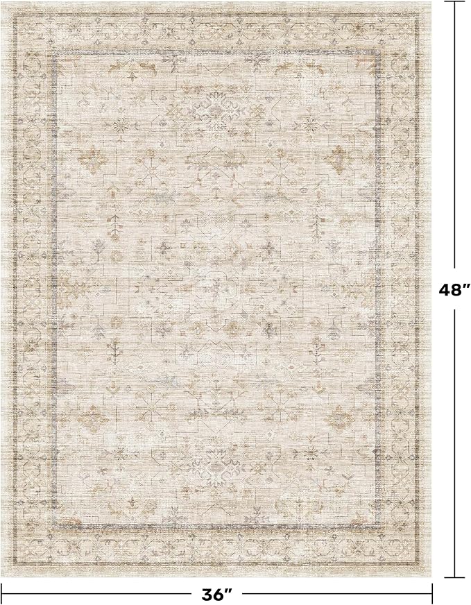 Vintage 3x4 Beige Indoor Rugs for Entryway