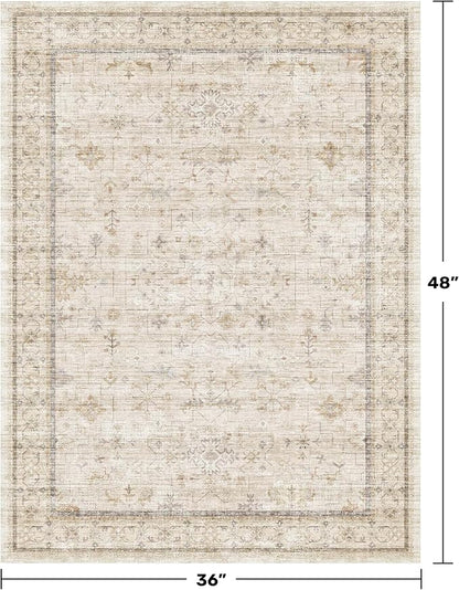 Vintage 3x4 Beige Indoor Rugs for Entryway