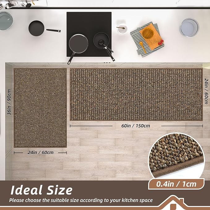 BEQHAUSE Kitchen Rugs and Mats 2PCS, Non-Slip Kitchen Mats