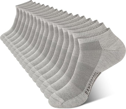 BAMBOO COOL Men's Athletic Ankle Socks Moisture Wicking, Anti-Odor Breathable Running Mesh Socks Arch Support, 8 Pack