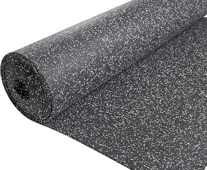Genaflex Rubber Gym Floor Mat - 8mm Thick - Heavy Duty Commercial Protective Gym Flooring Roll (10% Grey, 4' X 6')