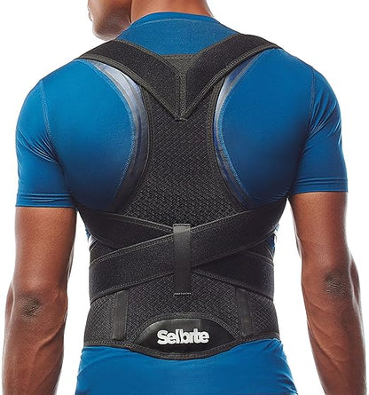 Selbite Posture Corrector for Men and Women - Back Brace for Upper and Lower Body Support - Adjustable Straightener with Pain Relief and Muscle Memory (X-Large)