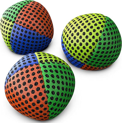 speevers Juggling Balls for Beginners and Professionals Set of 3, 14 Colors Available, 2 Layers of Net and Carry Case, Xballs Juggling Balls (Orange Green Yellow Blue, 3.9 oz)