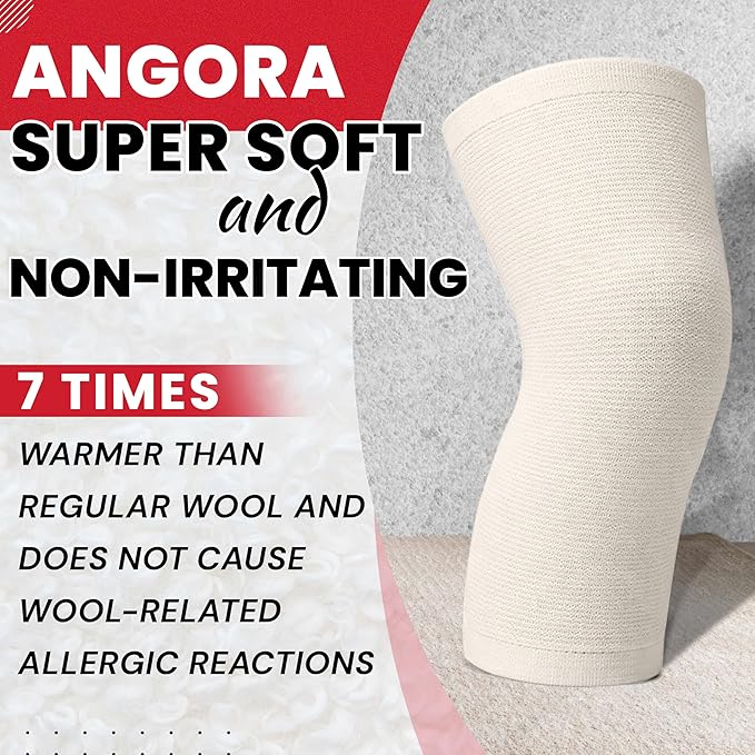 MAXAR Angora/Wool Knee Sleeve for Men & Women - Soft, Warm Support to Improve Circulation and Alleviate Arthritis Joint Pain - Lightweight Knee Warmer (XL, 1 pc)