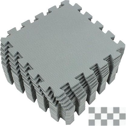 Yostrong® 18 Tiles Interlocking Puzzle Foam Baby Play Mat for Playing - EVA Babies Crawling Mat | Rubber Floor Work Out Mats for Home Gym. Gray. YOC-Lb18N