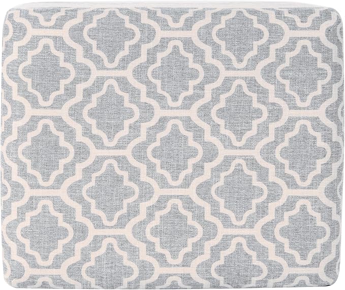 Home Decor | Upholstered MediumRectangular Storage Ottoman | Hinged Lid Ottoman with Storage for Living Room & Bedroom,Gray Geometric