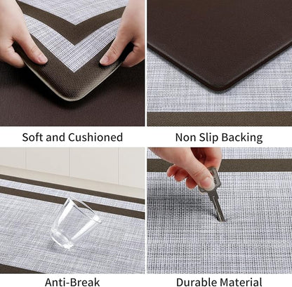 Mattitude Kitchen Mats Set of 2 Cushioned Anti-Fatigue Non-Skid Rug Sets