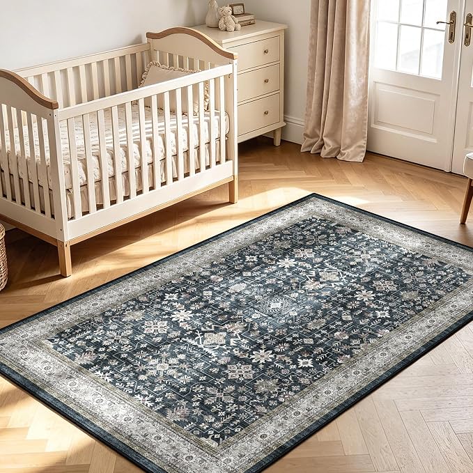 Washable 4x6 Entryway Rug Ashen