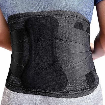 Lower Back Brace for Women Men, Adjustable Lumbar Support with 3D Pad, Breathable Ergonomic Support Belt with Metal Stays for Work, Lifting, Drive, Black,Size XL,Waist 45"-52"
