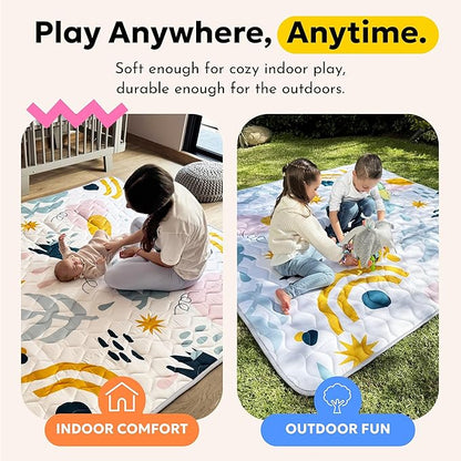 Miotetto Baby Mat for Floor, 50" x 50" Playpen Mat, Thick Soft Foam Padding Baby Play Mat, Portable Quilted playmat - Washable Baby Floor Play mat, Non-Slip Play Mat for Babies & Toddlers