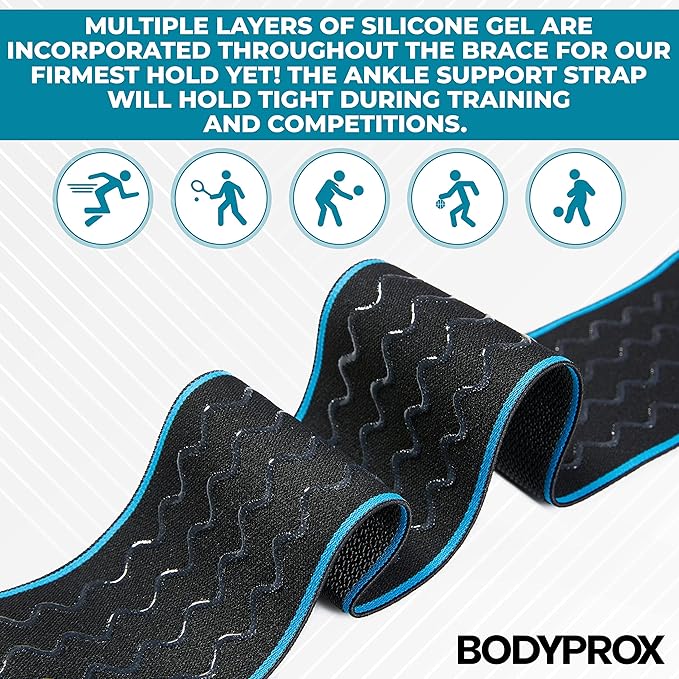 Bodyprox Ankle Support Brace 2 Pack, Adjustable Compression Ankle Braces for Sports Protection, One Size Fits Most for Men & Women