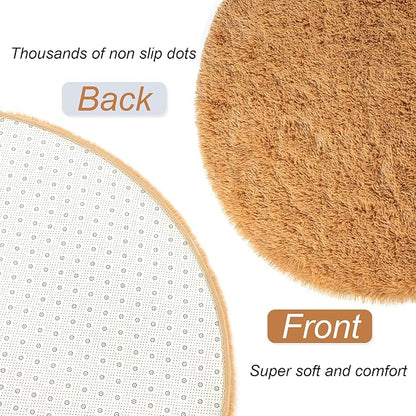 LOCHAS Bedroom Rug 2.6' x 5.3', Khaki Fluffy Shaggy Area Rug