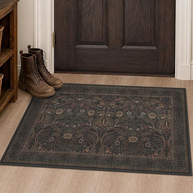 Dark Brown 2x3 Washable Entry Rug, Throw Small Rugs