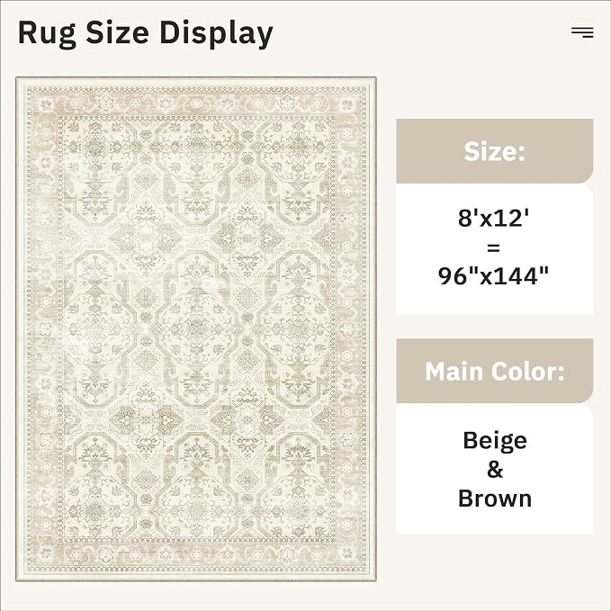 Soalmost Washable Area Rug 8x12, Large Soft Rugs