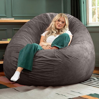 Jaxx 6 Foot Cocoon - 2-in-1 Convertible Bean Bag Bed & Large Bean Bag Chair for Adults, Charcoal