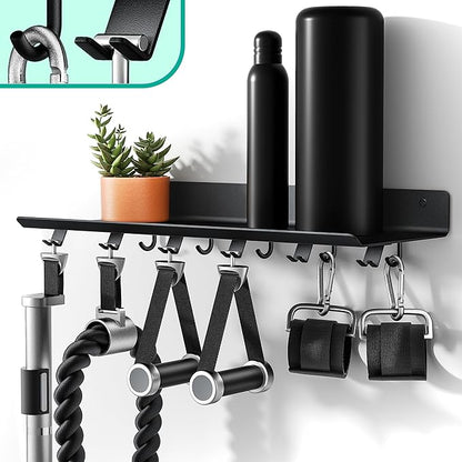 1-Tier Floating Shelf Compatible with Tonal Accessories, Home Gym Storage Shelf, Gym Rack Wall Mount Organizer, Workout Metal Holder, T-Bracket Lock Adapters Hanger, US Patent Holding
