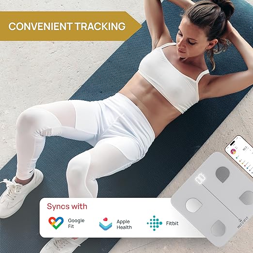 INEVIFIT Smart Body Fat Scale, Highly Accurate Bluetooth Digital Bathroom Body Composition Analyzer, Measures Weight, Body Fat, Water, Muscle, Visceral Fat & Bone Mass for Unlimited Users