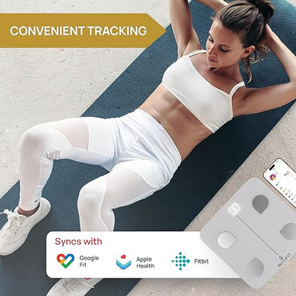 INEVIFIT Smart Body Fat Scale, Highly Accurate Bluetooth Digital Bathroom Body Composition Analyzer, Measures Weight, Body Fat, Water, Muscle, Visceral Fat & Bone Mass for Unlimited Users