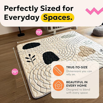 Miotetto Baby Mat for Floor, 73" x 73" Playpen Mat, Thick Soft Foam Padding Baby Play Mat, Portable Quilted playmat - Washable Baby Floor Play mat, Non-Slip Play Mat for Babies & Toddlers