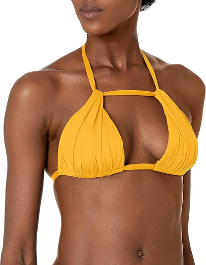 Island Goddess Rouched Halter Bikini Swimsuit Top