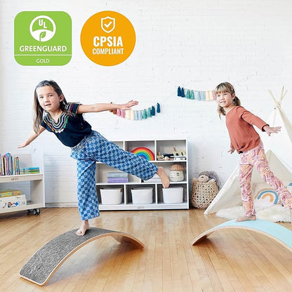 ECR4Kids Wooden Rocking Balance Board with Non-Slip Felt Base, Montessori Toy, Grey