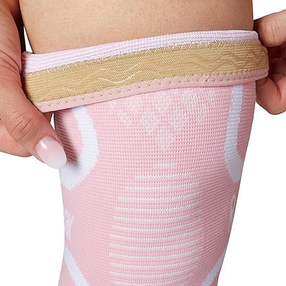 RiptGear Knee Compression Sleeve Women - Knee Support and Compression Knee Brace for Women Working Out For Pain, Running (Large, Pink (2 Pack))