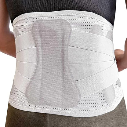 Lower Back Brace for Women Men, Adjustable Lumbar Support with 3D Pad, Breathable Ergonomic Support Belt with Metal Stays for Work, Lifting, Drive, Grey,Size XL,Waist 45"-52"