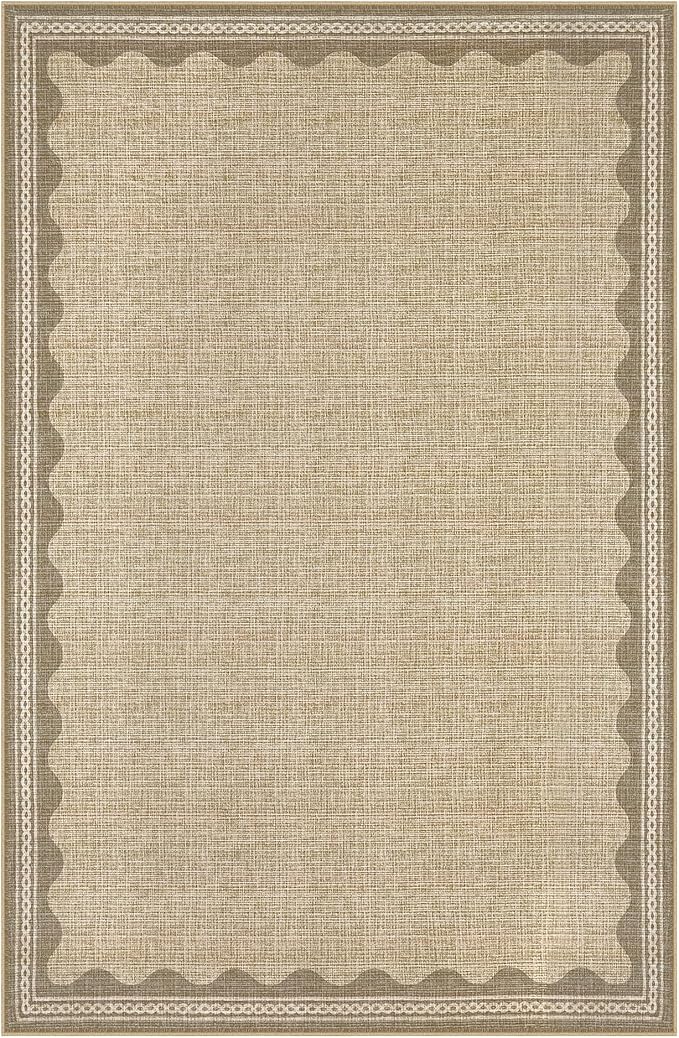 GarveeHome Scalloped 4 x 6 Rug Non-Slip Washable Low-Pile Carpet