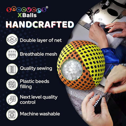 speevers Xballs Juggling Balls Professional Set of 3 Fresh Design - 10 Beautiful Colors Available - 2 Layers of Net Carry Case - Choice of The World Champions (Orange - Yellow, 120g)