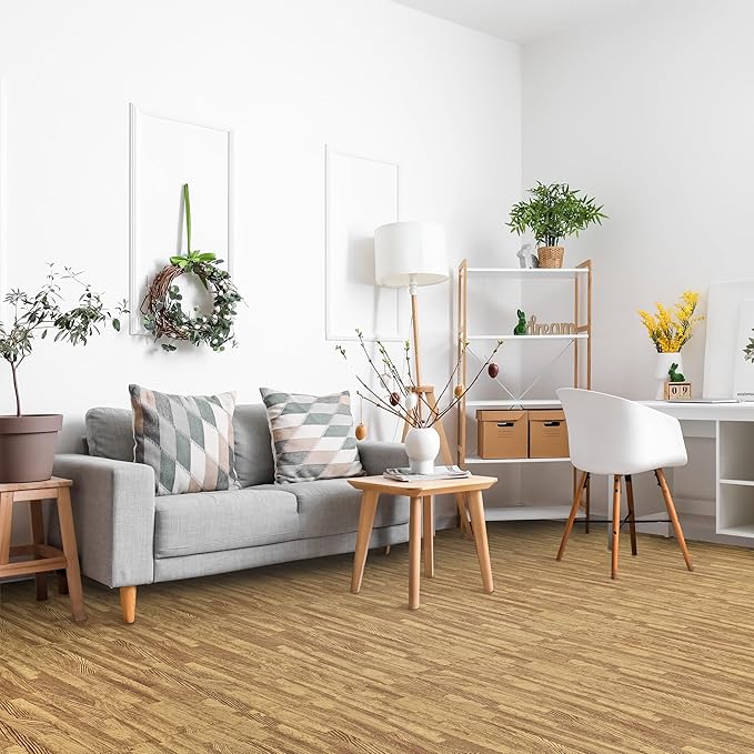 Sorbus 120 Sq. Ft. Wood Grain Floor Tiles Foam Mat EVA Interlocking Mats Tile 3/8-Inch Thick Flooring Wood Puzzle Exercise Mats w/Borders - Home Playroom Basement, Apartment, Trade Show, Baby, Dance