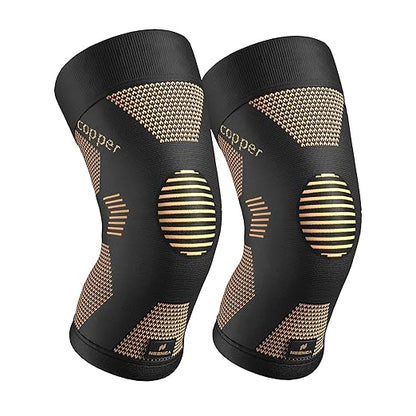 NEENCA Copper Knee Brace for Women and Men, Knee Compression Sleeve for Knee Pain, Arthritis, ACL, Meniscus Tear, Joint Pain Relief, Knee Support for Running, Working Out, Fitness, Weightlifting -Pair