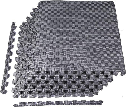 BalanceFrom Puzzle Exercise Mat 1' Thick, EVA Interlocking Foam Floor Tiles for Home Gym, Mat for Home Workout Equipment, Floor Padding for Kids, Gray, 24 in x 24 in x 1 in, 24 Sq Ft - 6 Tiles
