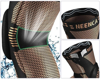NEENCA Copper Knee Brace for Knee Pain, Knee Support with Patella Pad & Side Stabilizers, Compression Knee Sleeve for Sport, Workout, Arthritis, ACL, Joint Pain Relief, Meniscus Tear