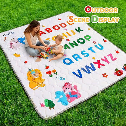 RONGFA Baby Play Mat for Floor, 71'' x 59'' Thicken Foam Soft Padded Mat for Baby, Playpen Mat for Toddlers Infant Kids, Machine Washable, Non-Slip Bottom Safe for Crawling (Circus)