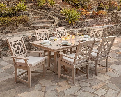 Martha Stewart by POLYWOOD Chinoiserie Outdoor Dining Arm Chair, Slate Grey, Durable HDPE All-Weather, Comfortable Patio Seating with Lattice Back, Backyard, Garden Furniture, Made in The USA